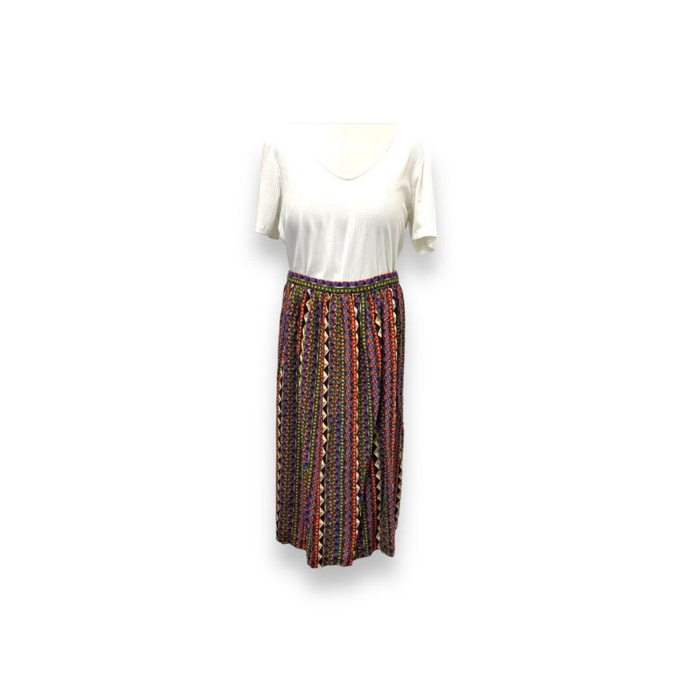 Handmade Vintage Women’s Geometric Pullon Maxi Skirt